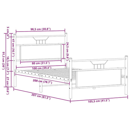 Bed Frame without Mattress Sonoma Oak 100x200 cm Engineered Wood