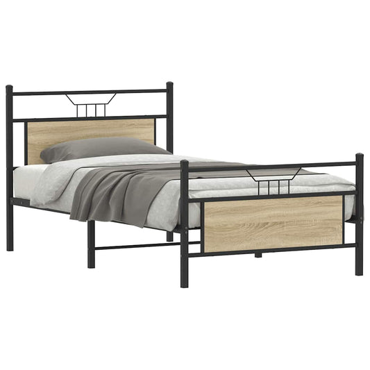 Bed Frame without Mattress Sonoma Oak 100x200 cm Engineered Wood