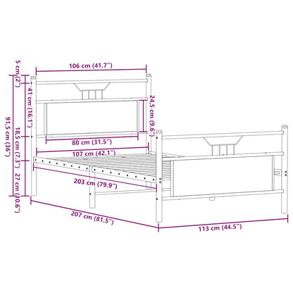 Bed Frame without Mattress Sonoma Oak 107x203 cm Engineered Wood
