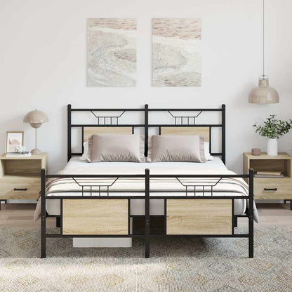 Bed Frame without Mattress Sonoma Oak 137x190 cm Engineered Wood