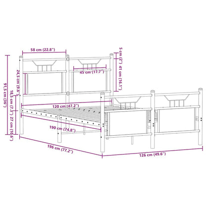 Bed Frame without Mattress Sonoma Oak 137x190 cm Engineered Wood