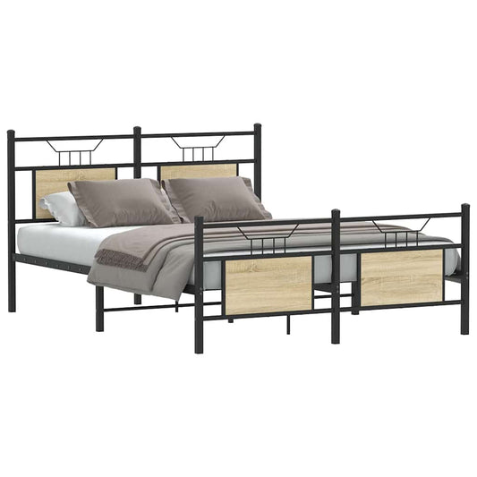 Bed Frame without Mattress Sonoma Oak 140x200 cm Engineered Wood