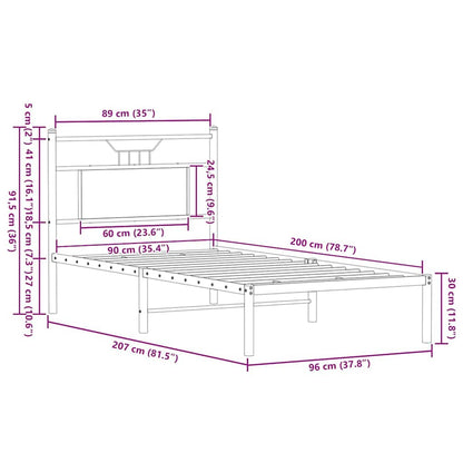 Bed Frame without Mattress Brown Oak 90x200 cm Engineered Wood