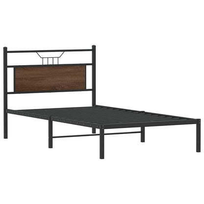 Bed Frame without Mattress Brown Oak 100x190 cm Engineered Wood