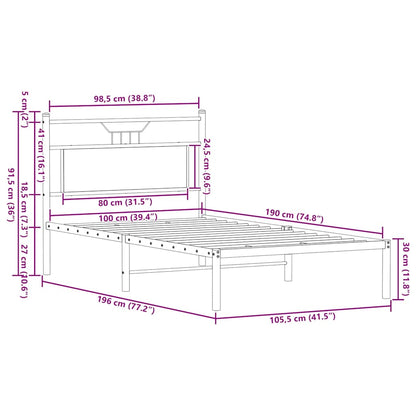 Bed Frame without Mattress Brown Oak 100x190 cm Engineered Wood