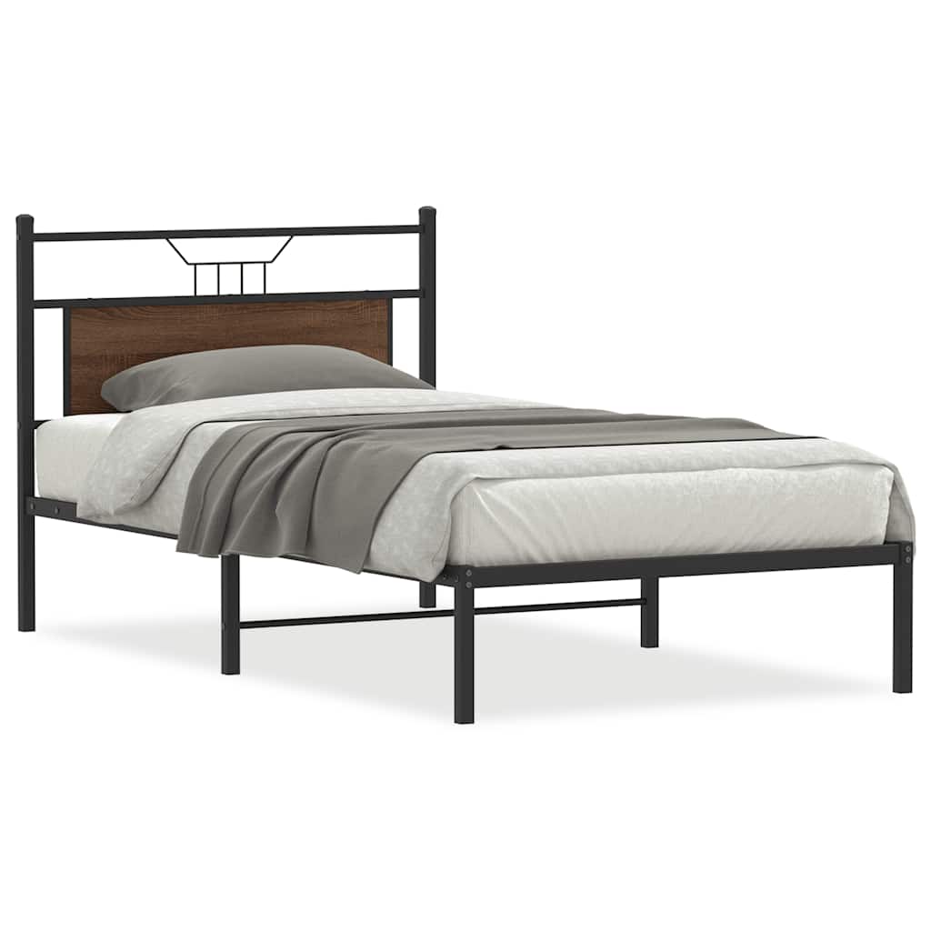 Bed Frame without Mattress Brown Oak 100x200 cm Engineered Wood