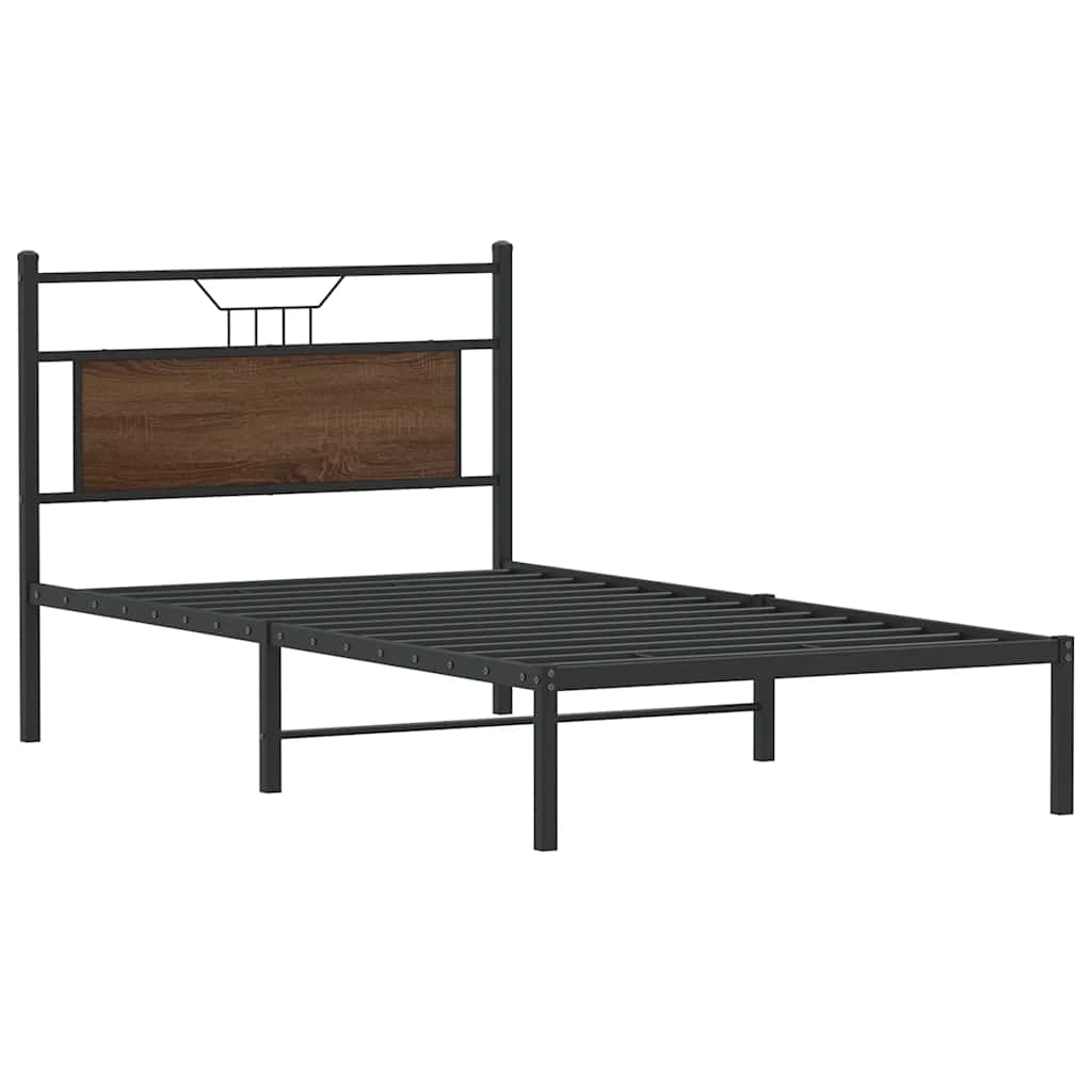 Bed Frame without Mattress Brown Oak 100x200 cm Engineered Wood