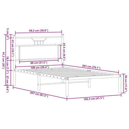 Bed Frame without Mattress Brown Oak 100x200 cm Engineered Wood
