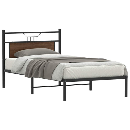 Bed Frame without Mattress Brown Oak 100x200 cm Engineered Wood
