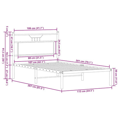 Bed Frame without Mattress Brown Oak 107x203 cm Engineered Wood