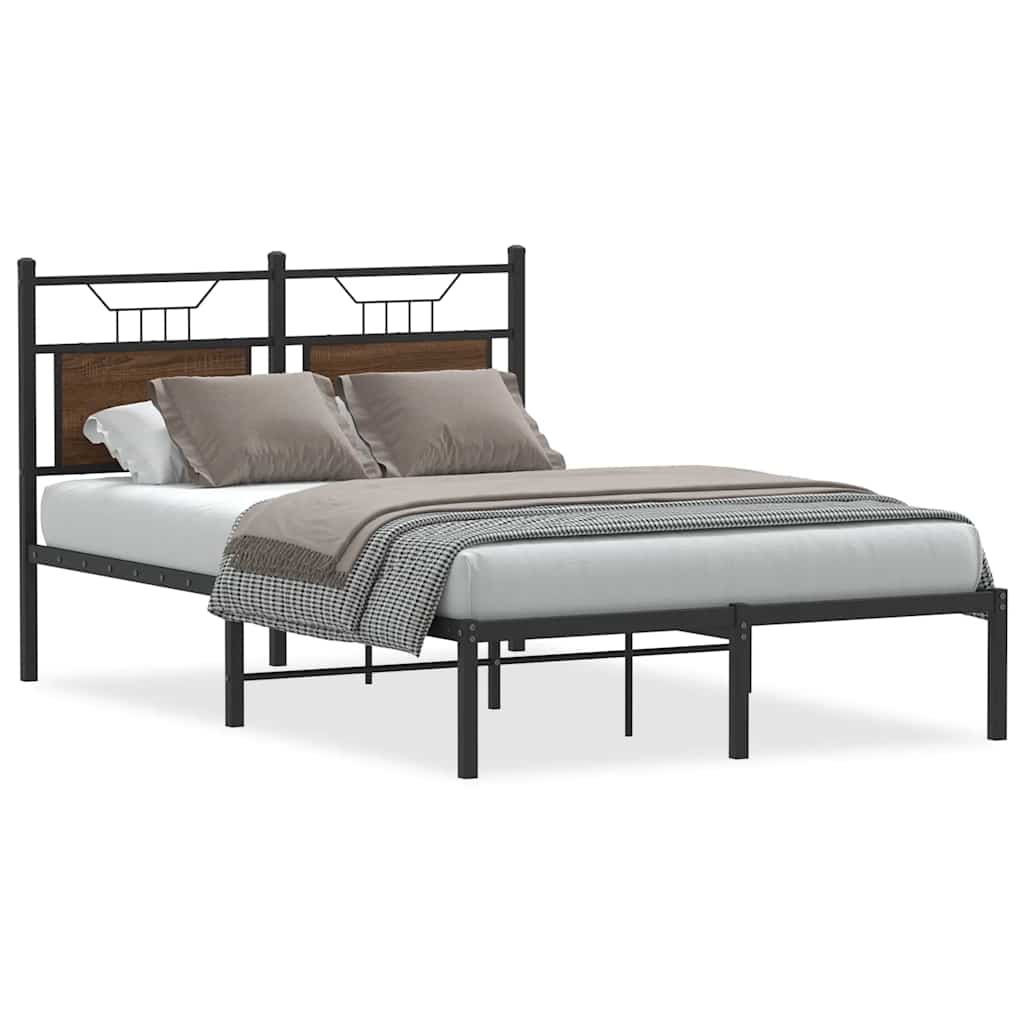 Bed Frame without Mattress Brown Oak 120x190 cm Small Double Engineered Wood