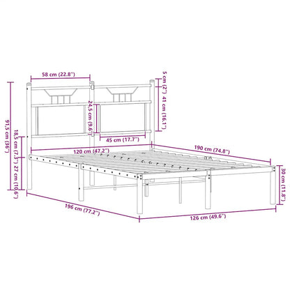 Bed Frame without Mattress Brown Oak 120x190 cm Small Double Engineered Wood