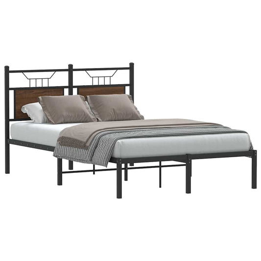 Bed Frame without Mattress Brown Oak 120x190 cm Small Double Engineered Wood