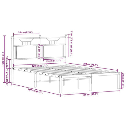 Bed Frame without Mattress Brown Oak 120x200 cm Engineered Wood