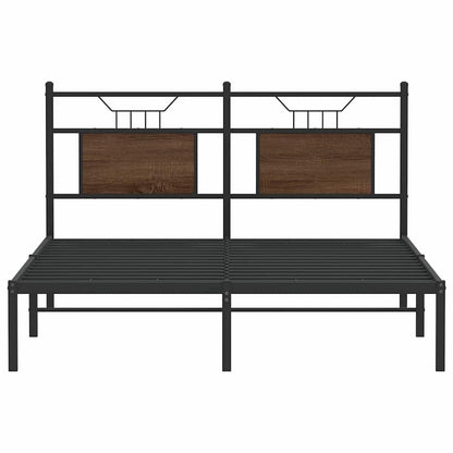 Bed Frame without Mattress Brown Oak 140x190 cm Engineered Wood