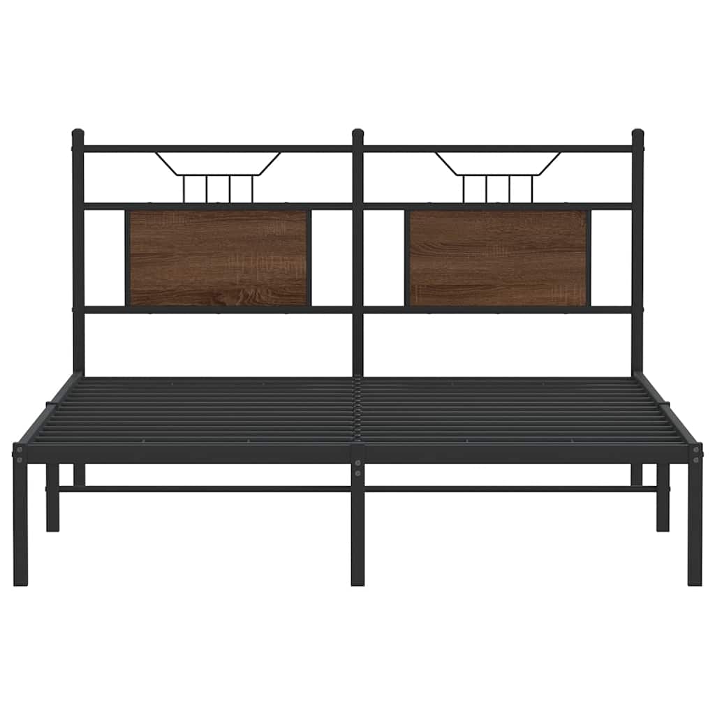 Bed Frame without Mattress Brown Oak 140x200 cm Engineered Wood