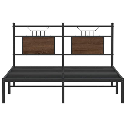 Bed Frame without Mattress Brown Oak 140x200 cm Engineered Wood