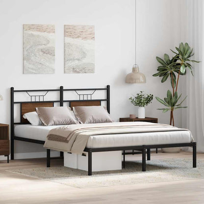 Bed Frame without Mattress Brown Oak 150x200 cm King Size Engineered Wood