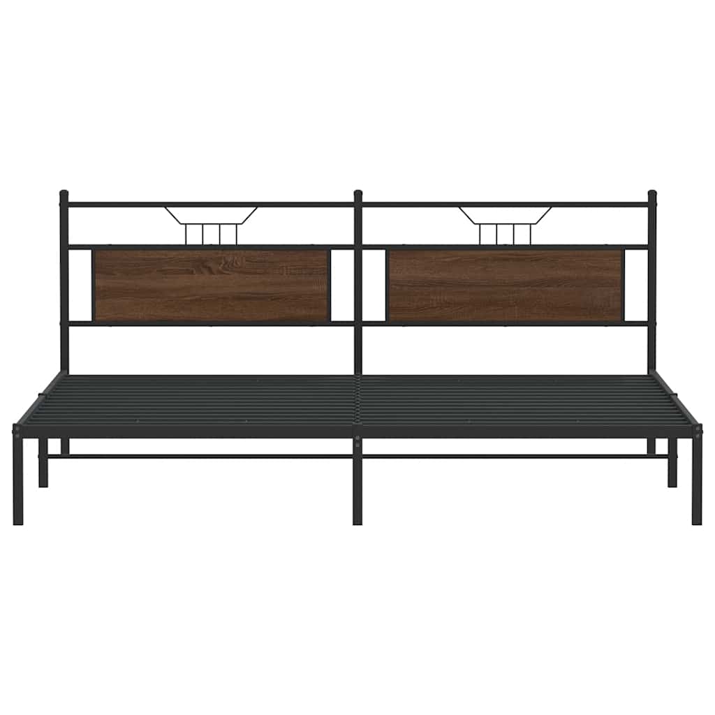 Bed Frame without Mattress Brown Oak 193x201 cm Engineered Wood