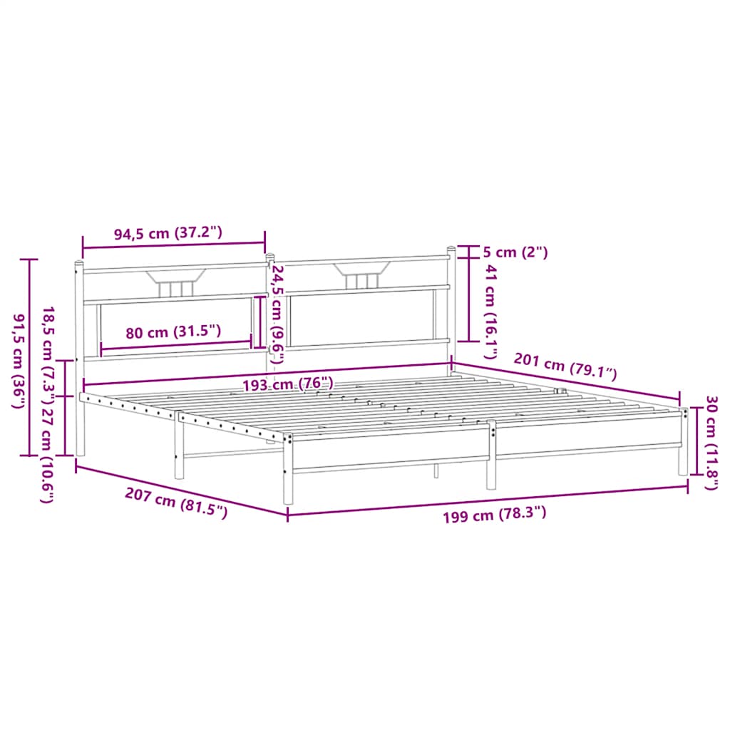 Bed Frame without Mattress Brown Oak 193x201 cm Engineered Wood