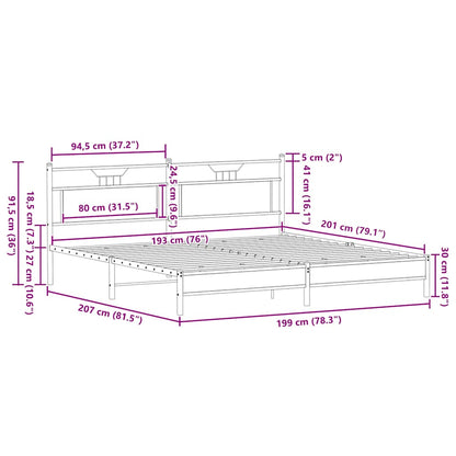 Bed Frame without Mattress Brown Oak 193x201 cm Engineered Wood