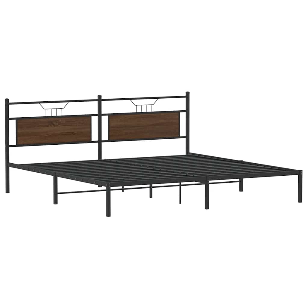 Bed Frame without Mattress Brown Oak 200x200 cm Engineered Wood