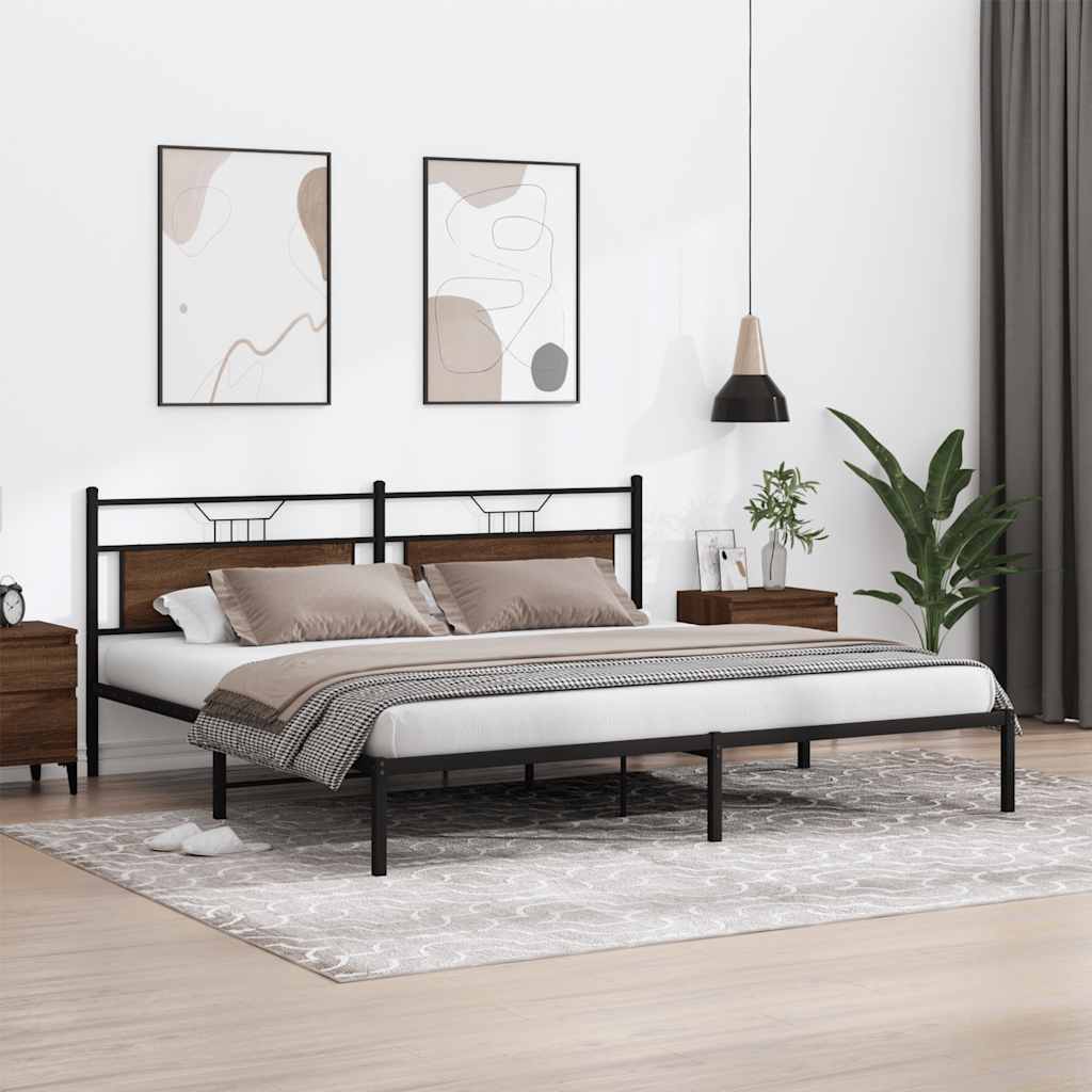 Bed Frame without Mattress Brown Oak 200x200 cm Engineered Wood