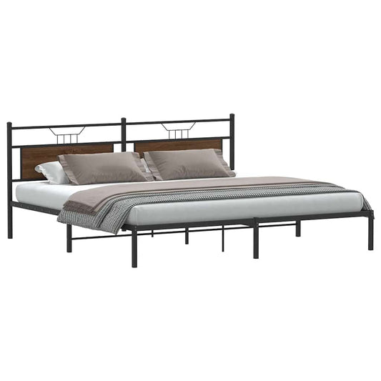 Bed Frame without Mattress Brown Oak 200x200 cm Engineered Wood