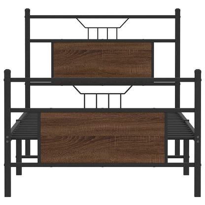 Bed Frame without Mattress Brown Oak 75x190 cm Small Single Engineered Wood