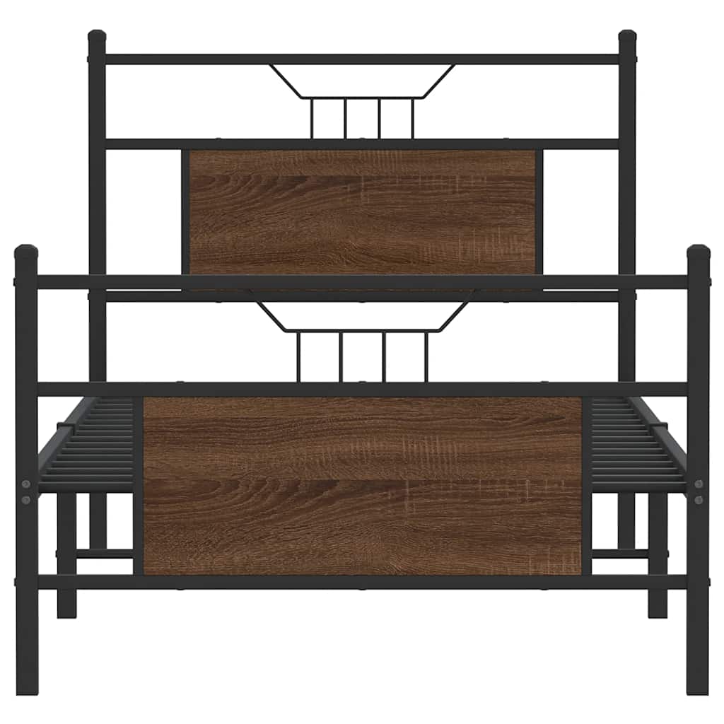 Bed Frame without Mattress Brown Oak 90x200 cm Engineered Wood