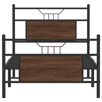 Bed Frame without Mattress Brown Oak 90x200 cm Engineered Wood