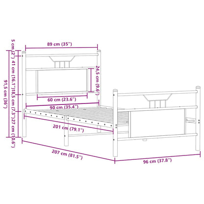 Bed Frame without Mattress Brown Oak 90x200 cm Engineered Wood