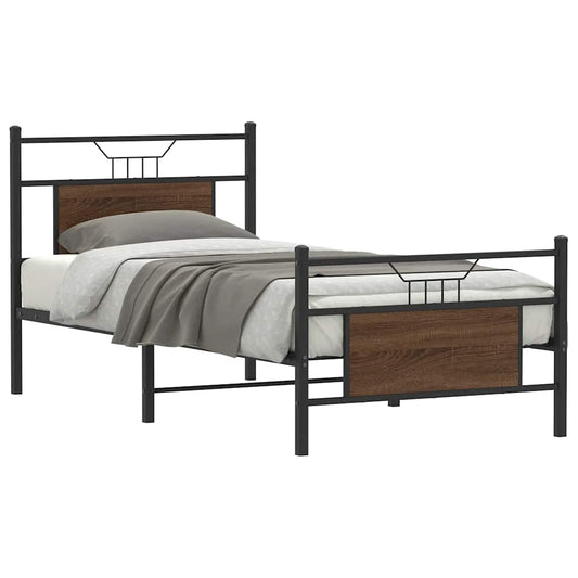 Bed Frame without Mattress Brown Oak 90x200 cm Engineered Wood