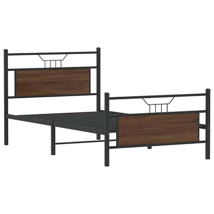 Bed Frame without Mattress Brown Oak 100x190 cm Engineered Wood