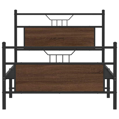 Bed Frame without Mattress Brown Oak 100x190 cm Engineered Wood
