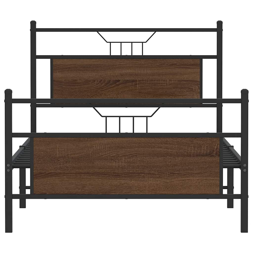 Bed Frame without Mattress Brown Oak 100x200 cm Engineered Wood