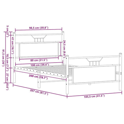 Bed Frame without Mattress Brown Oak 100x200 cm Engineered Wood