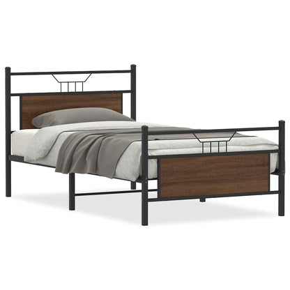 Bed Frame without Mattress Brown Oak 107x203 cm Engineered Wood