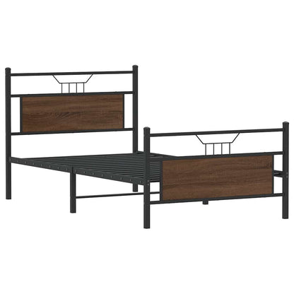 Bed Frame without Mattress Brown Oak 107x203 cm Engineered Wood
