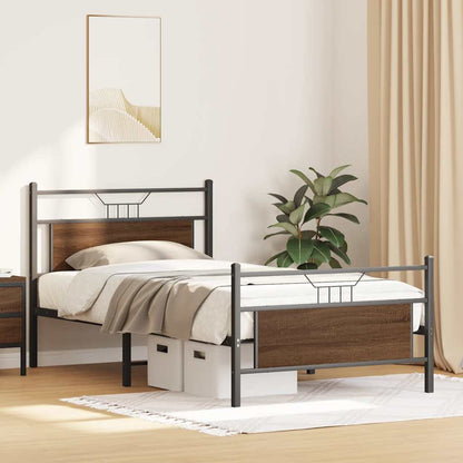 Bed Frame without Mattress Brown Oak 107x203 cm Engineered Wood