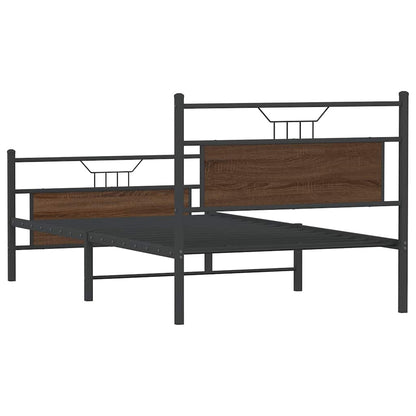 Bed Frame without Mattress Brown Oak 107x203 cm Engineered Wood
