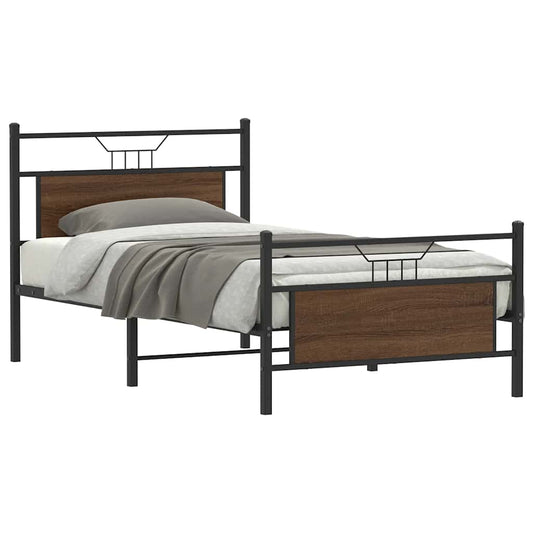 Bed Frame without Mattress Brown Oak 107x203 cm Engineered Wood