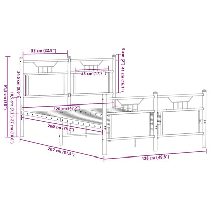 Bed Frame without Mattress Brown Oak 120x200 cm Engineered Wood