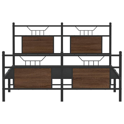 Bed Frame without Mattress Brown Oak 140x190 cm Engineered Wood