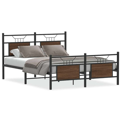 Bed Frame without Mattress Brown Oak 140x200 cm Engineered Wood