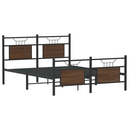 Bed Frame without Mattress Brown Oak 140x200 cm Engineered Wood