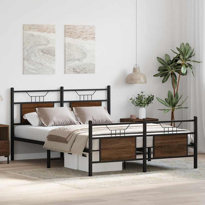 Bed Frame without Mattress Brown Oak 140x200 cm Engineered Wood