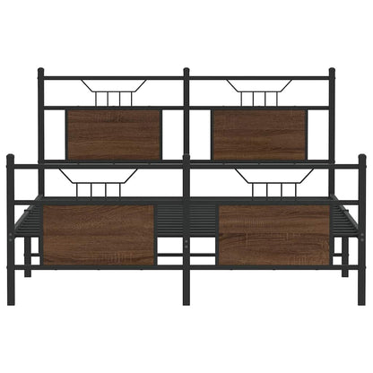 Bed Frame without Mattress Brown Oak 140x200 cm Engineered Wood