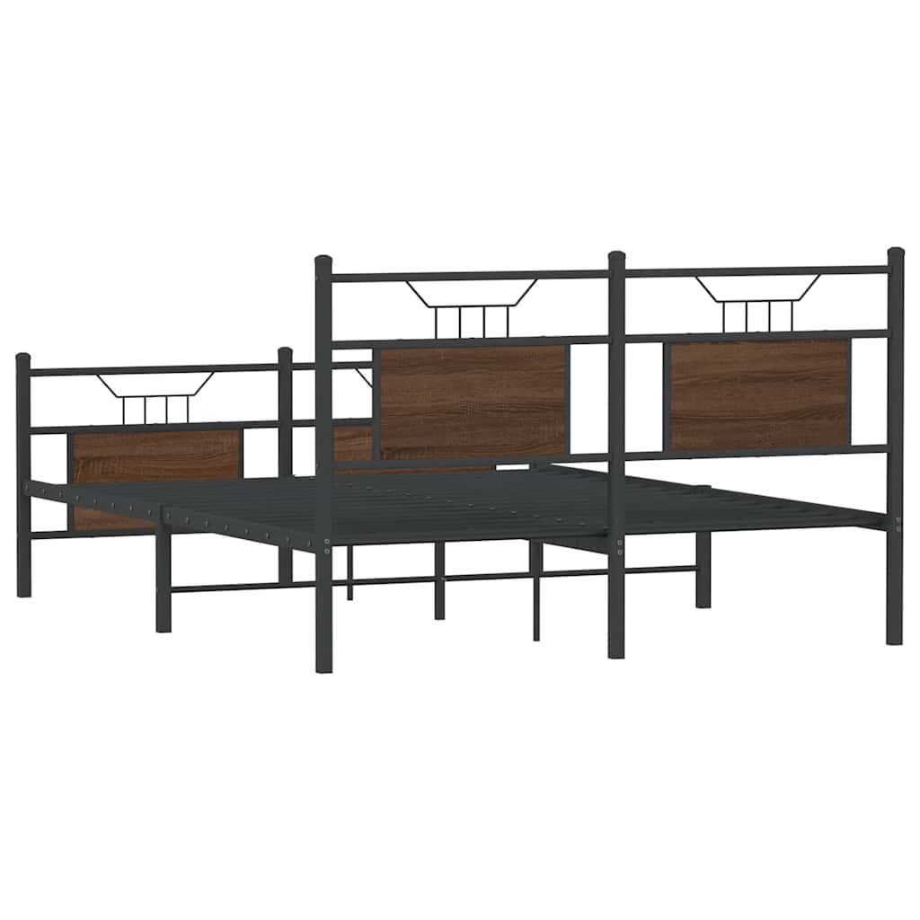 Bed Frame without Mattress Brown Oak 140x200 cm Engineered Wood