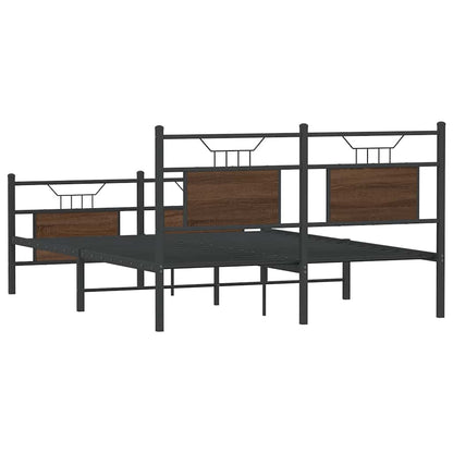Bed Frame without Mattress Brown Oak 140x200 cm Engineered Wood